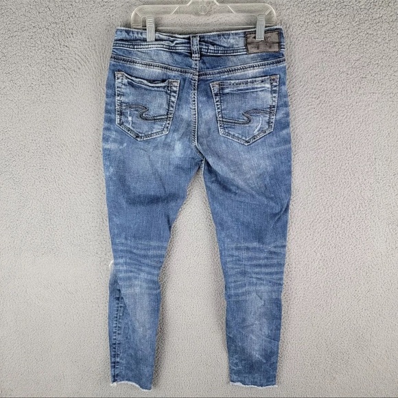 Silver Suki Skinny Jeans Distressed Stretch Mid Rise Womens Size 30 - Picture 2 of 15